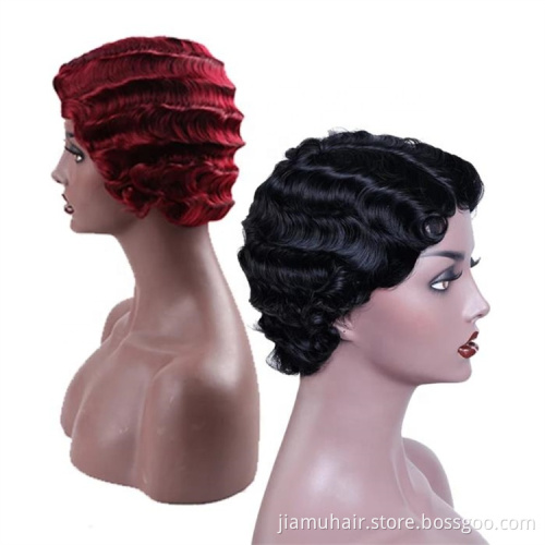 Ombre Short Bob Wig Synthetic Hair Cosplay wig Blond Black Red Purple  Finger Wave Wigs